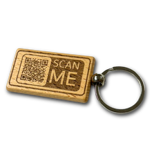 QR Code Wood Keychain - Scan Me- Custom Laser Engraved