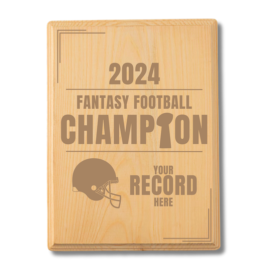 Fantasy Football Championship Wood Plaque - Custom Laser Engraved