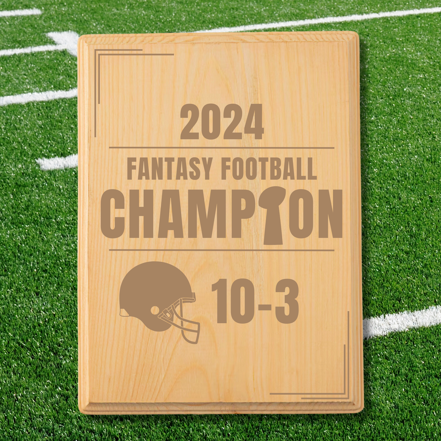 Fantasy Football Championship Wood Plaque - Custom Laser Engraved