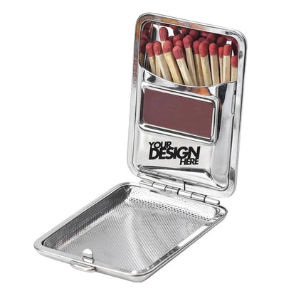 Custom Laser Engraved Match Case Holder - Stainless Steel Waterproof - Personalized Logo Design