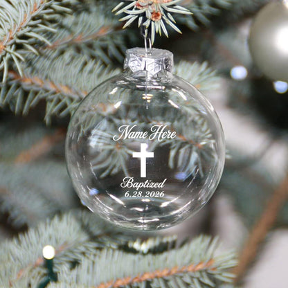 Custom Laser Engraved Baptism Ornament - Name Date Baptized - Personalized Religious Christian Catholic Gift